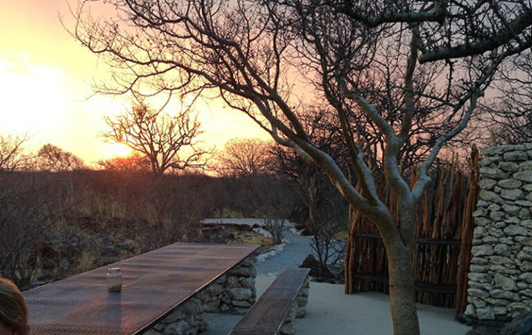 An outside bench at the Etosha Village Campsite.