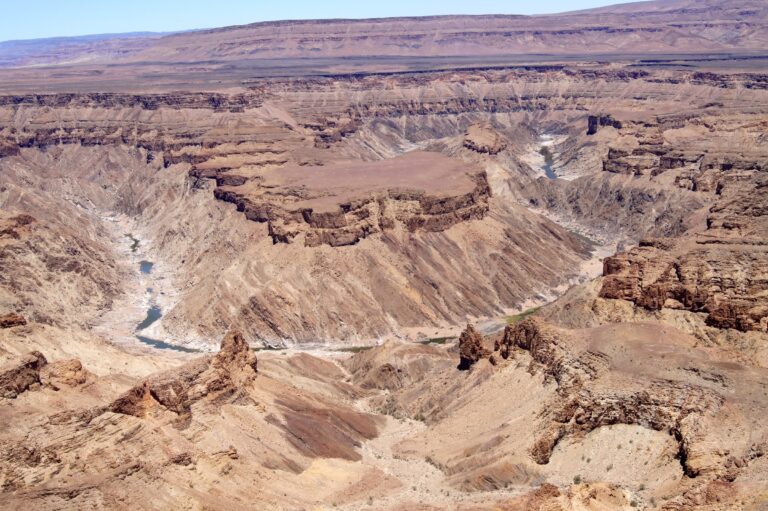 An aerial view of the Fish River Canyon.