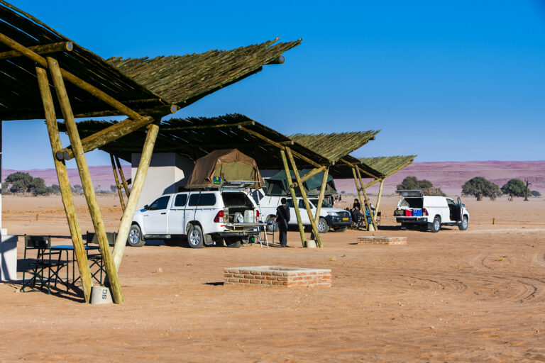People camping at the Sesriem Oshana Campsite.