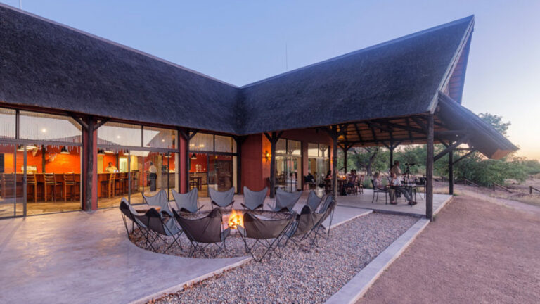 The fire pit sitting area at Hobatere Lodge.