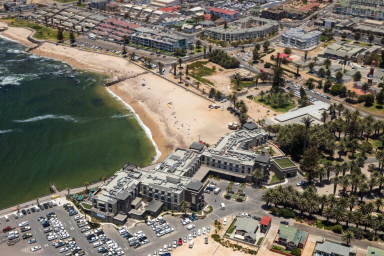 An aerial view of the mole area in Swakopmund, Namibia.